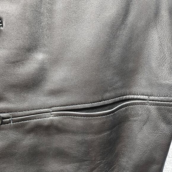 Share Pelle Studio Wilsons Vest Men's L Black 100% Leather V-neck Button Front - Picture 7 of 8